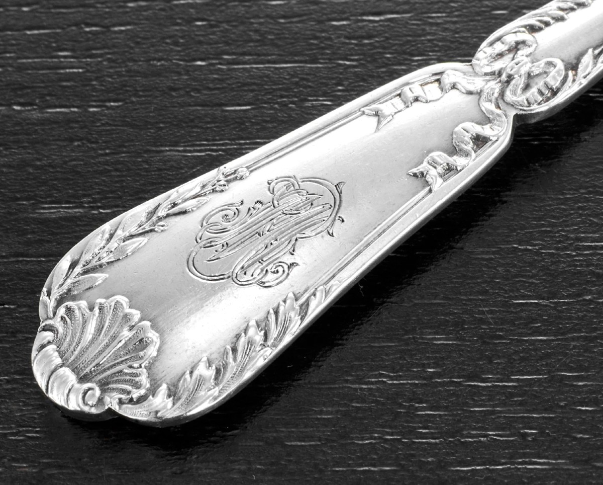 PUIFORCAT : Service à Glace en Argent massif Vermeil St. Louis XVI POMPADOUR-photo-4