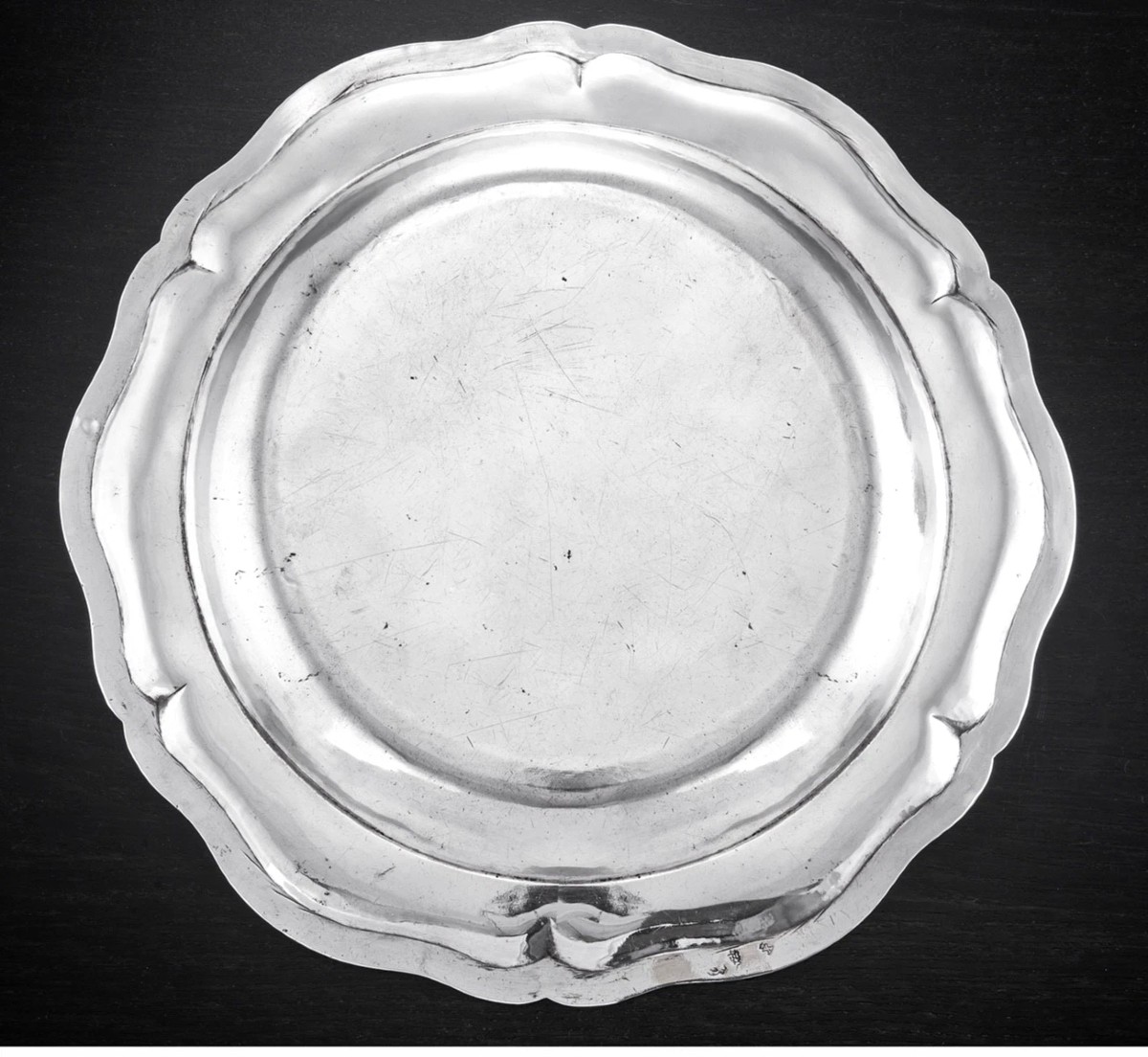 Jean Loison : 18th Century French Solid Silver Platter, Coat Of Arms, Rennes 1781-82, Brittany-photo-4