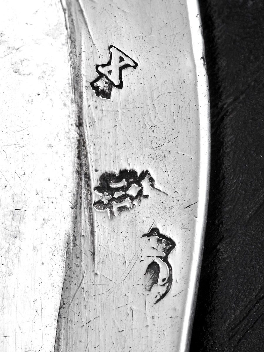 Jean Loison : 18th Century French Solid Silver Platter, Coat Of Arms, Rennes 1781-82, Brittany-photo-3