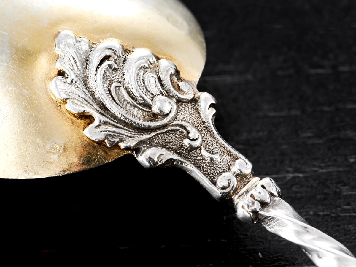 Henry GABERT : Service de Cuillères en Argent massif Vermeil de St. Louis XV-photo-3