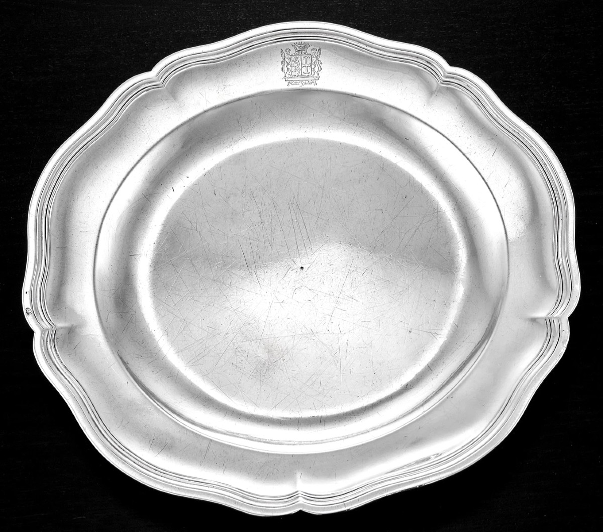Claude-Pierre DEVILLE : Plat rond en Argent massif XVIIIème PARIS 1774 Armoiries-photo-4