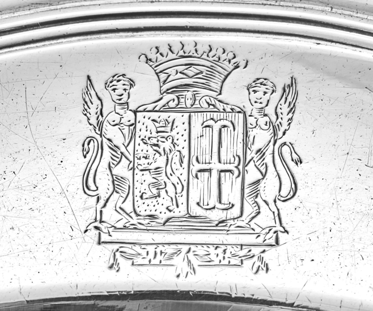 Claude-Pierre DEVILLE : Plat rond en Argent massif XVIIIème PARIS 1774 Armoiries-photo-1