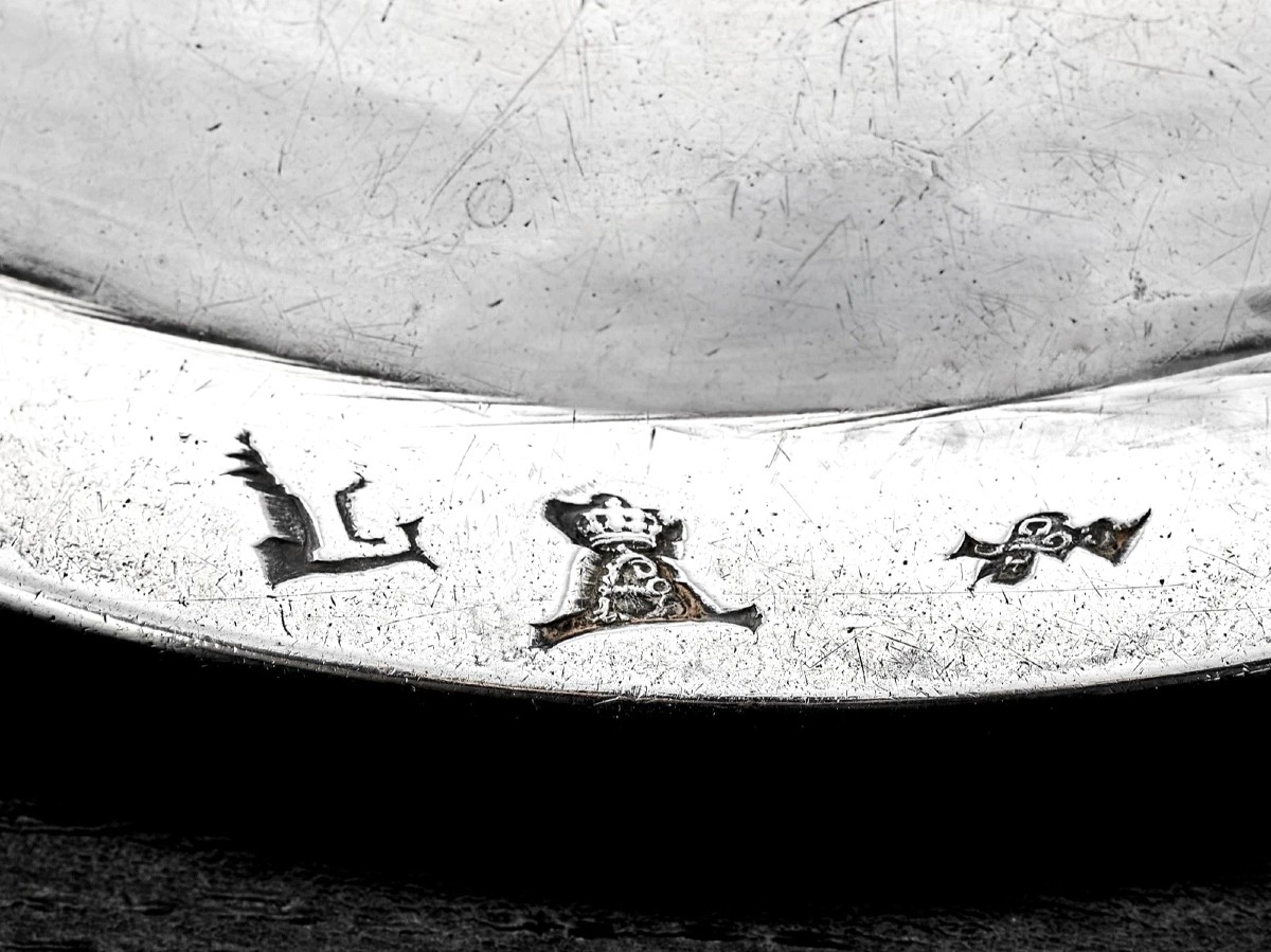Claude-Pierre DEVILLE : Plat rond en Argent massif XVIIIème PARIS 1774 Armoiries-photo-3