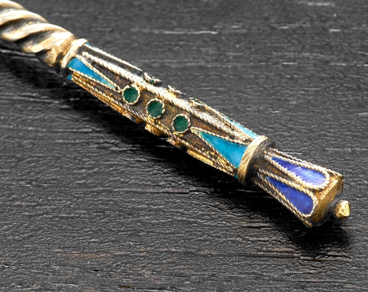 Dimitri Nikolaiev: Russian Set Of 6 Solid Silver, Vermeil And Enamelled Spoons Moscow 1908-photo-4