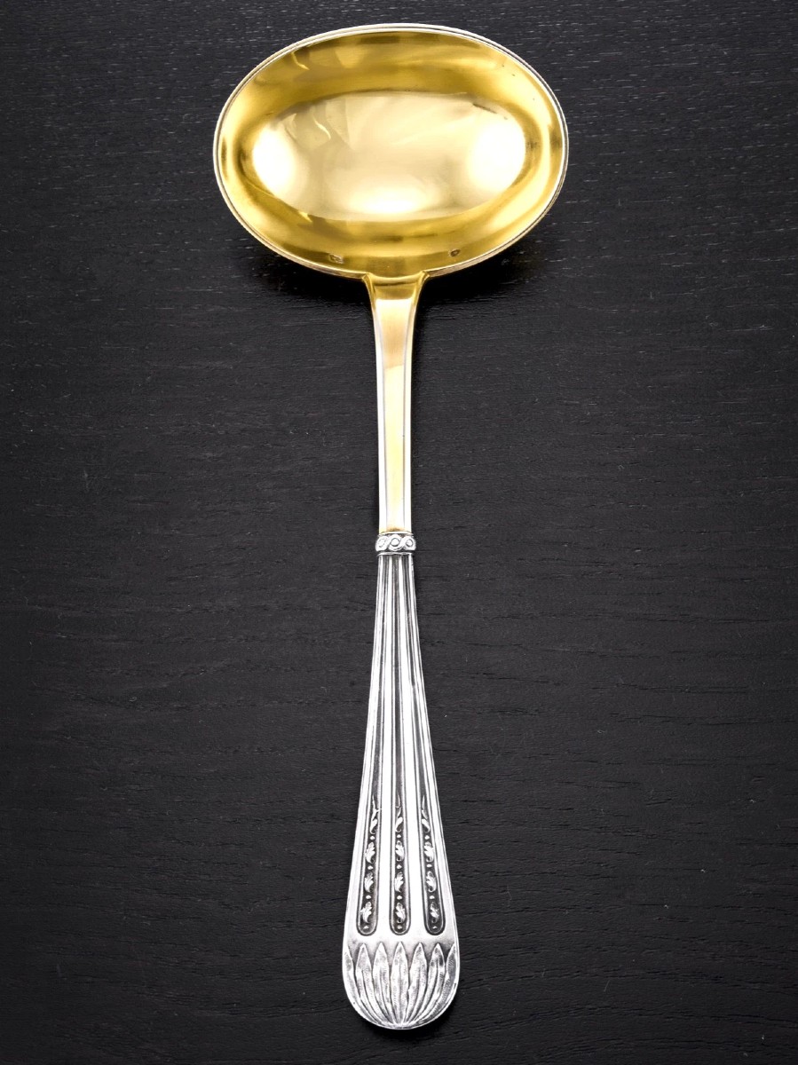 Cardeilhac : Sterling Silver And Vermeil Sauce Spoon, Art Nouveau Style-photo-2