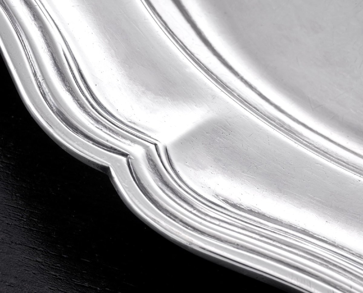 Devraignes: Round Solid Silver Dish, 18th Century, Normandy, Falaise 1768-74-photo-3