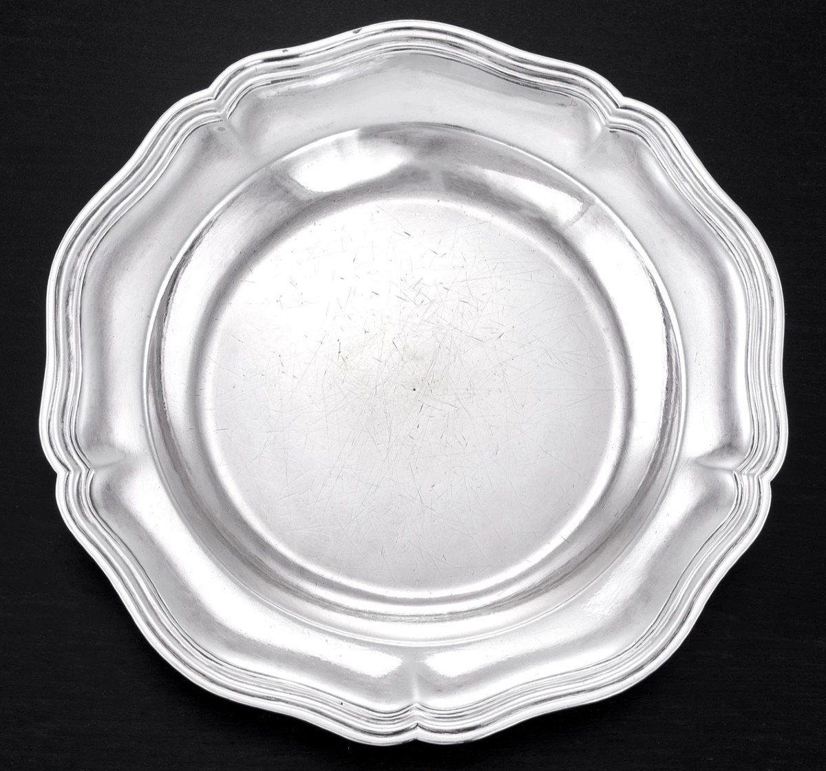 Devraignes: Round Solid Silver Dish, 18th Century, Normandy, Falaise 1768-74