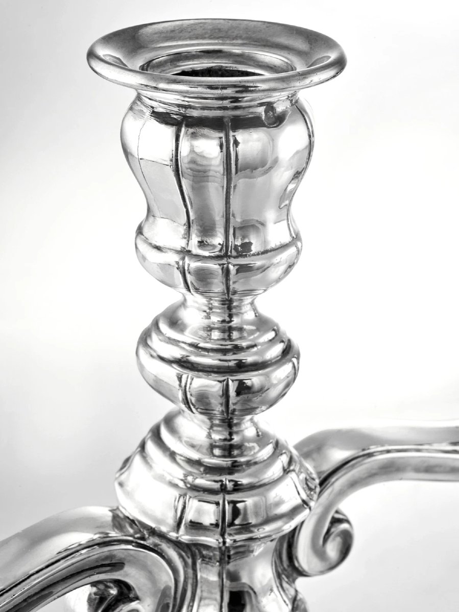 Henin & Cie: Pair Of 18th-century Silver Three-branch Candelabra-photo-1