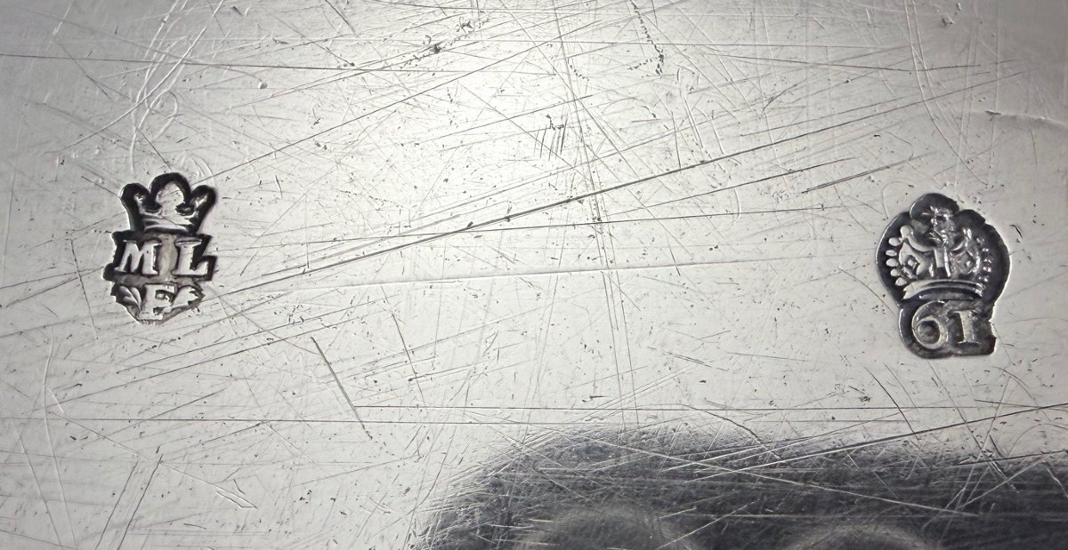 Marc Le Febvre: Oval Solid Silver Platter, 18th Century, Tournai, 1761, Coat Of Arms-photo-2