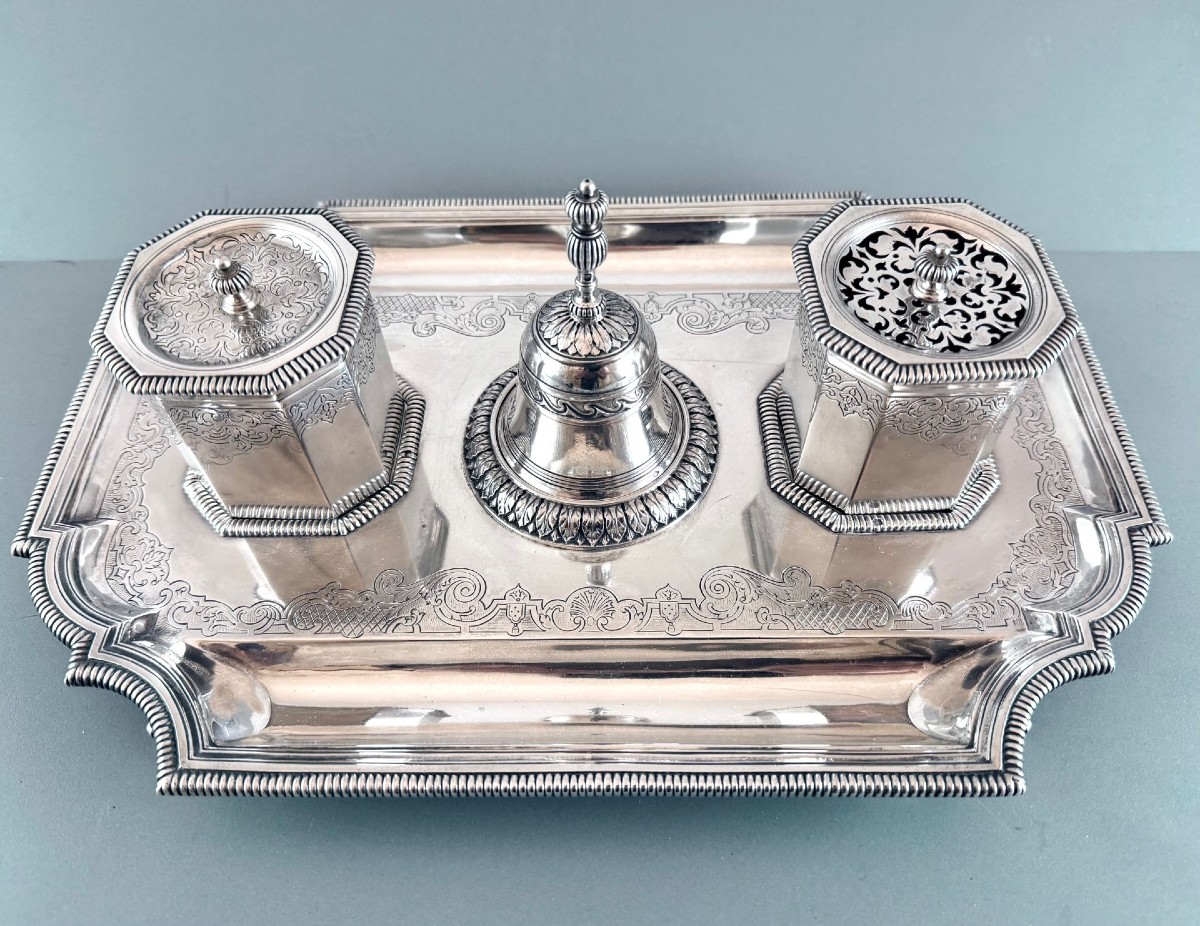 Aucoc : Exceptional St. Regence Silver Inkwell +1.9 Kg