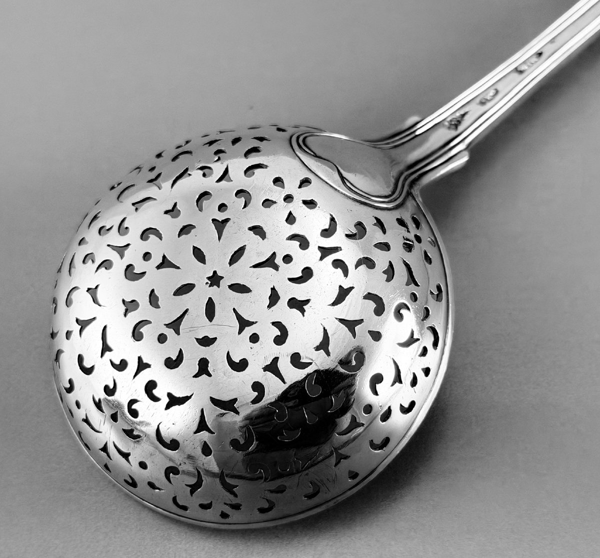 MALLET : Rare Cuillère à Sucre en Argent Massif XVIIIème NANTES 1770-photo-4