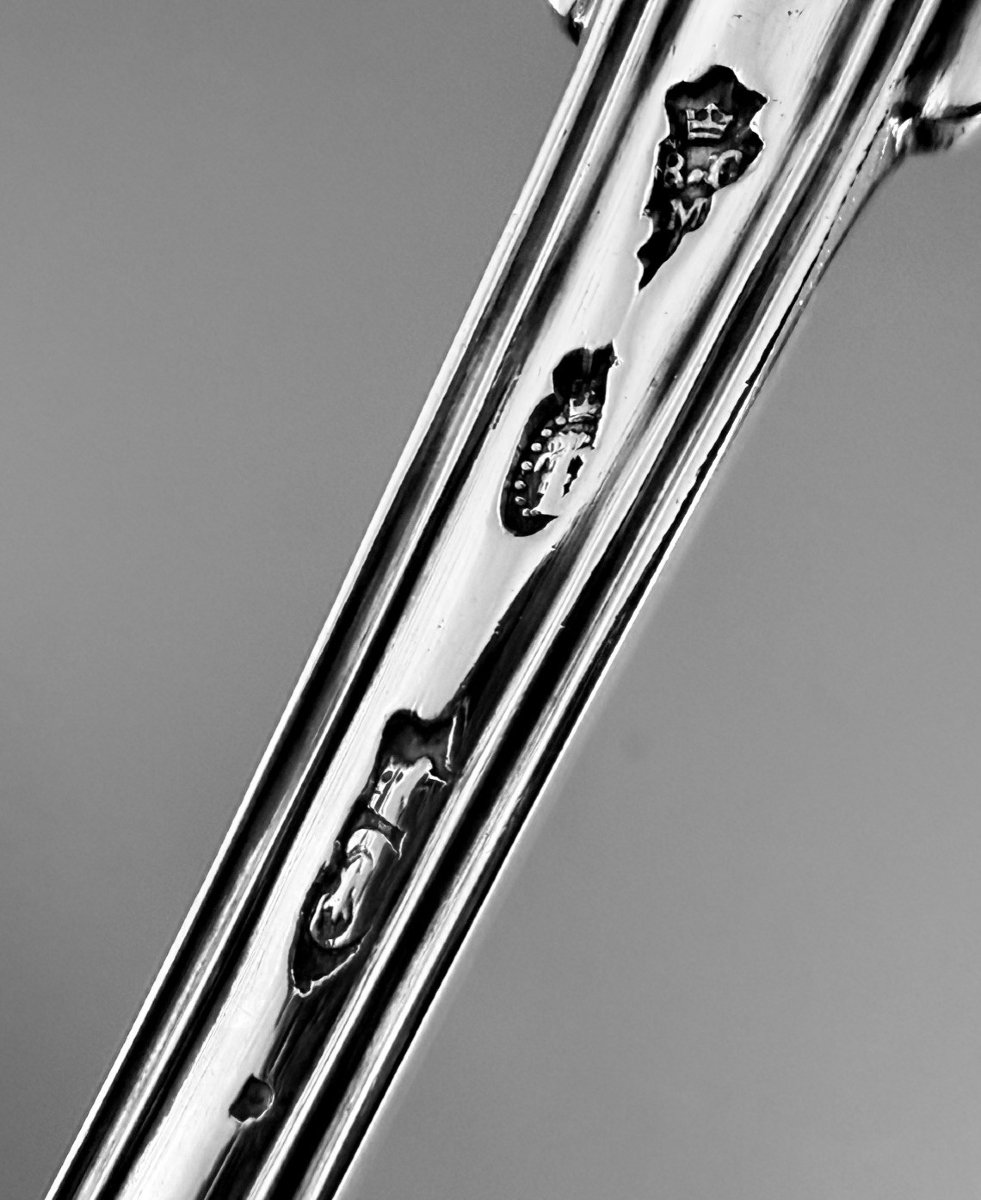 MALLET : Rare Cuillère à Sucre en Argent Massif XVIIIème NANTES 1770-photo-1