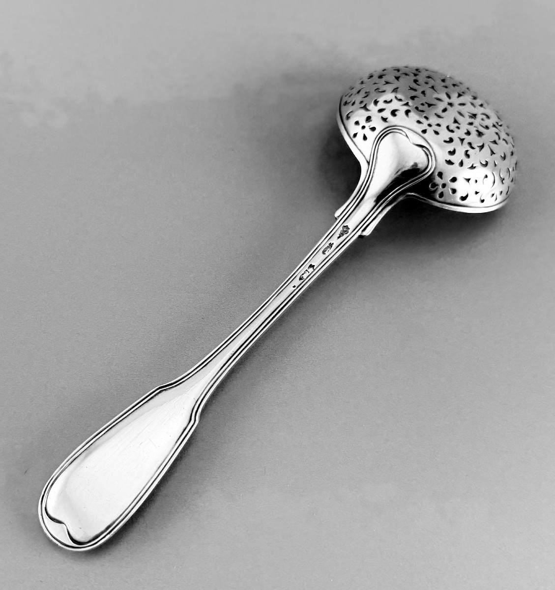 MALLET : Rare Cuillère à Sucre en Argent Massif XVIIIème NANTES 1770