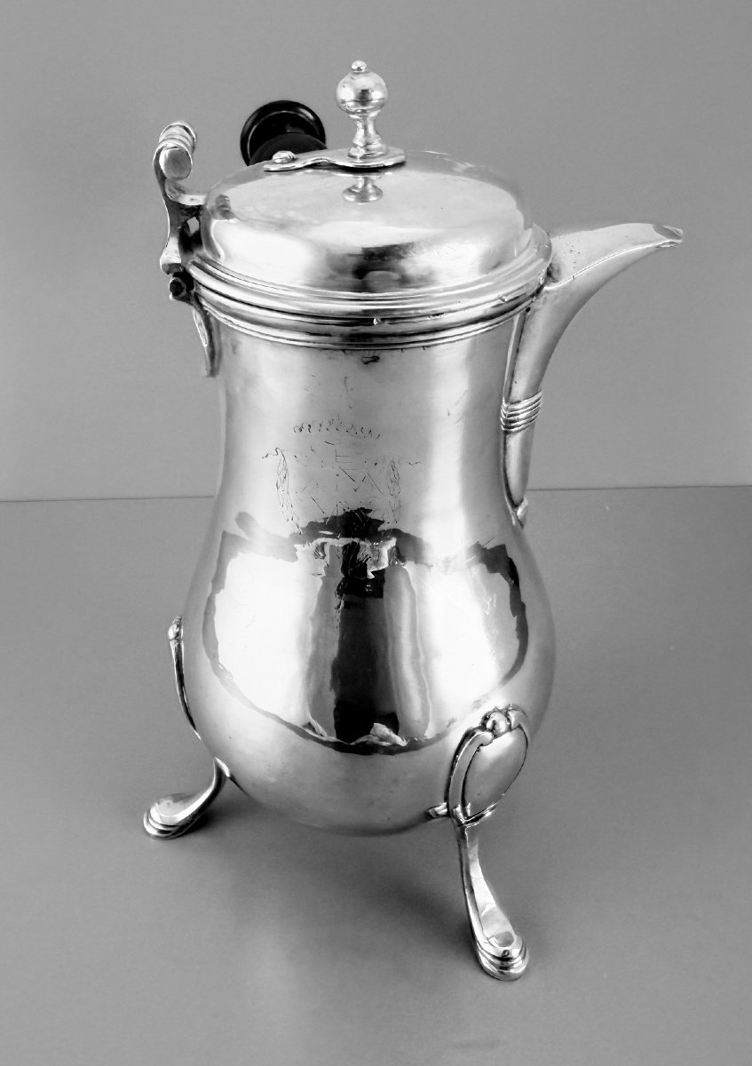 BRIERRE : Chocolatière en Argent massif Armoiries CLERMONT-FERRAND 1777-78-photo-3