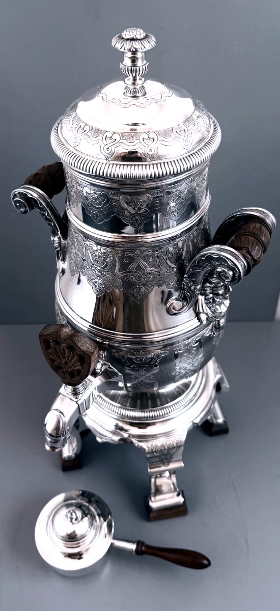 Tetard : Important Silver Samovar / Tea Fountain St . Regence Mascarons-photo-3