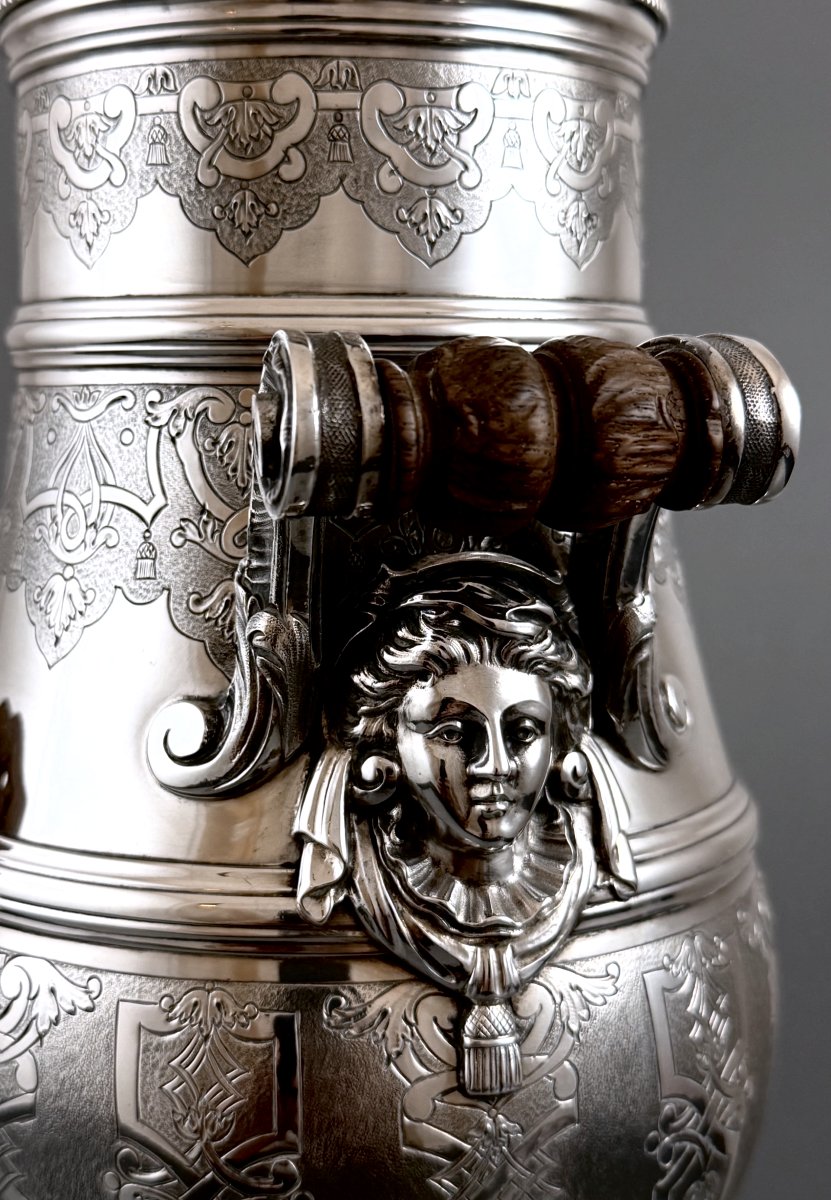 Tetard : Important Silver Samovar / Tea Fountain St . Regence Mascarons-photo-4