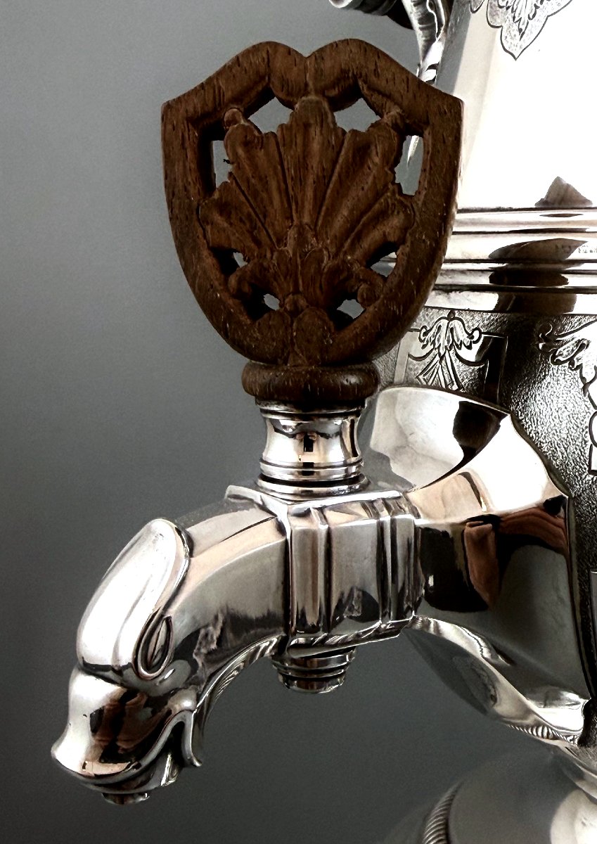 Tetard : Important Silver Samovar / Tea Fountain St . Regence Mascarons-photo-2
