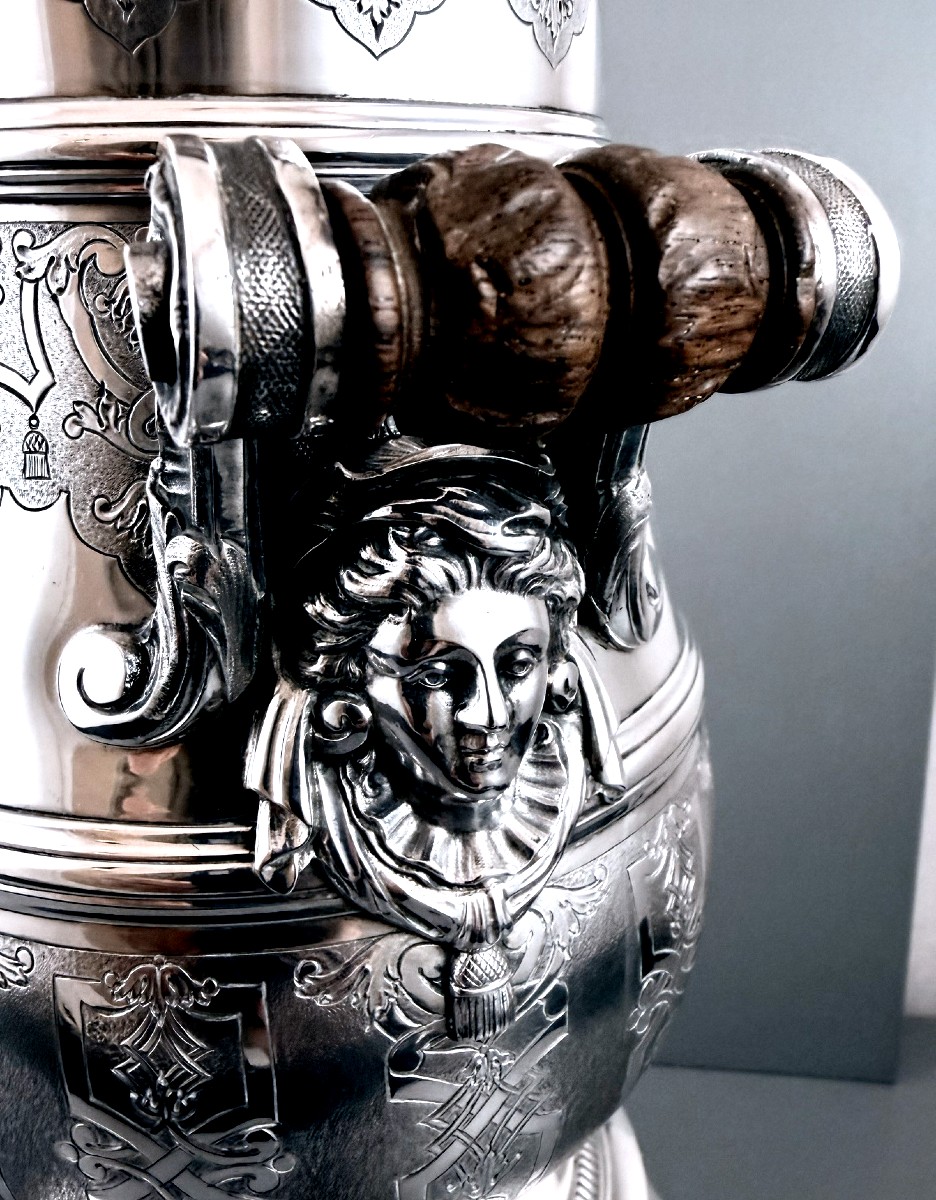 Tetard : Important Silver Samovar / Tea Fountain St . Regence Mascarons