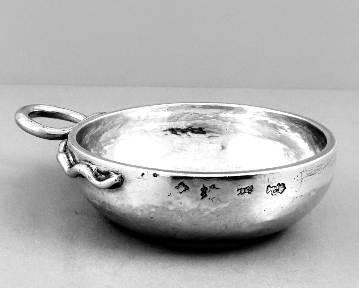 GUILLEMOT : XXL lourd Taste-Vin en Argent massif Bourgogne 156,4gr AVALLON 1785-photo-3
