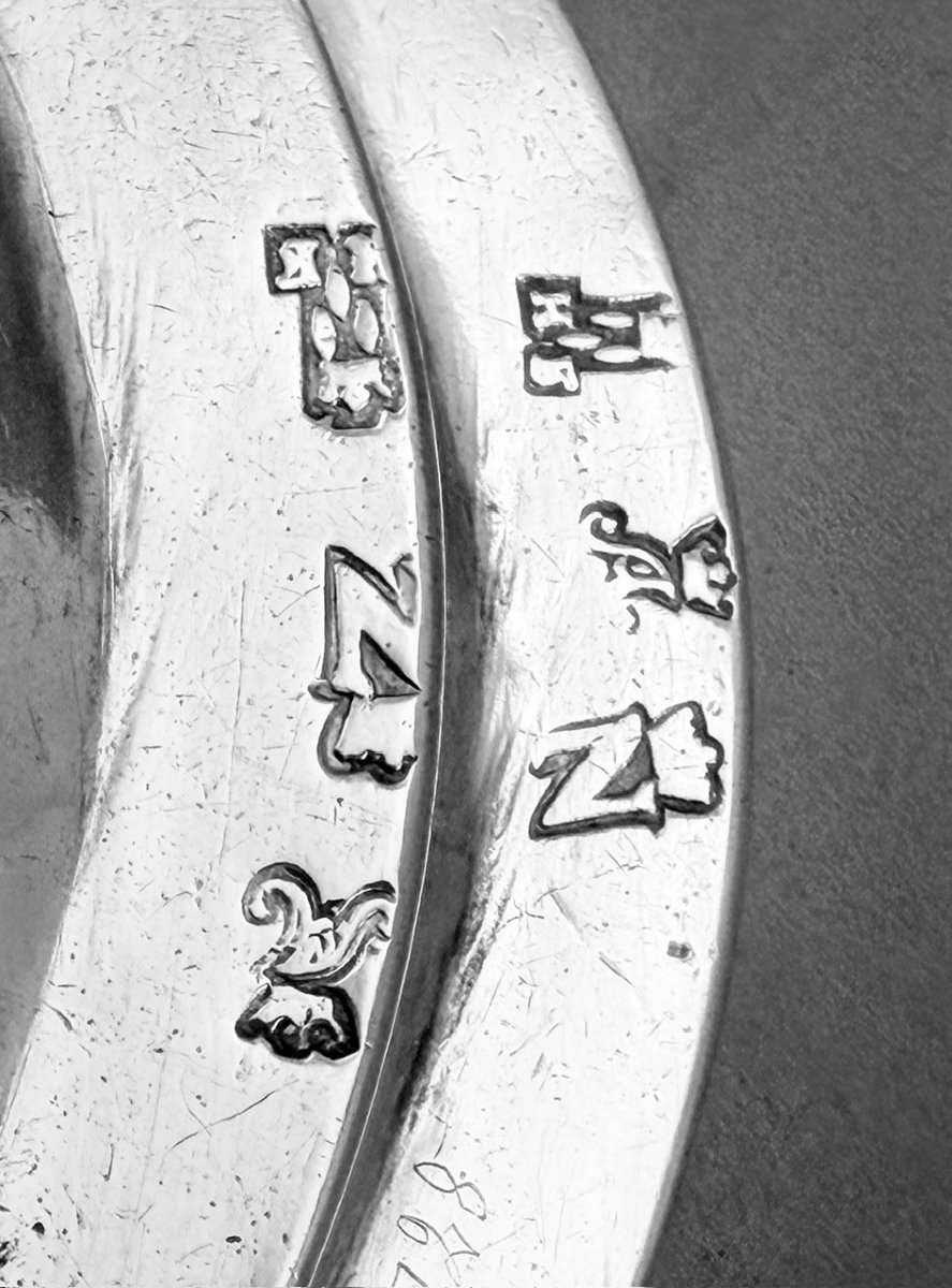 Forestier: Pair Of Sterling Silver Plates Normandie Coat Of Arms Valognes 1771-75-photo-4