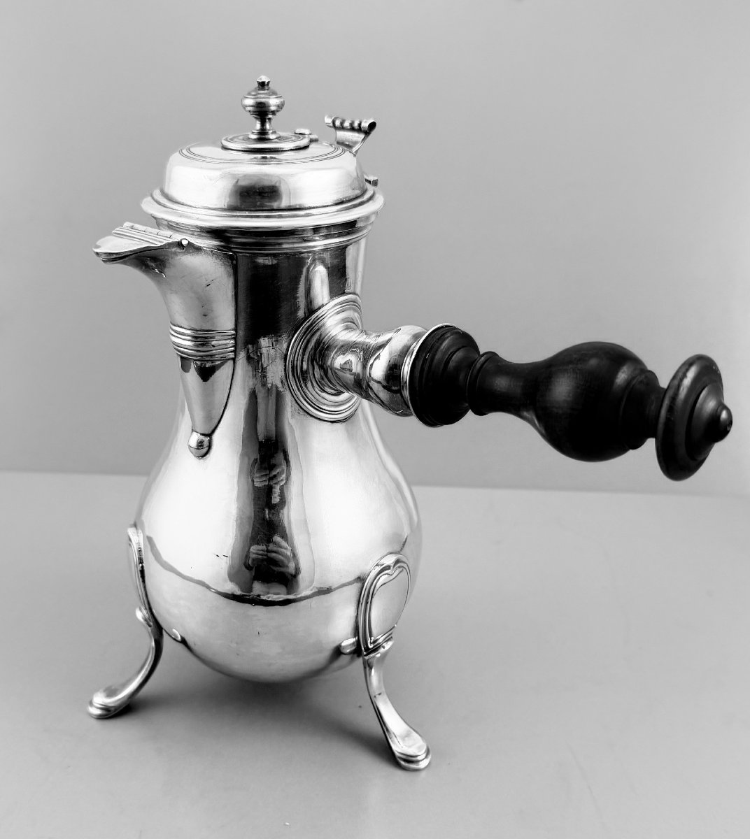 Pigeron: Important Solid Silver Chocolatière Paris 1772 Armoiries-photo-2