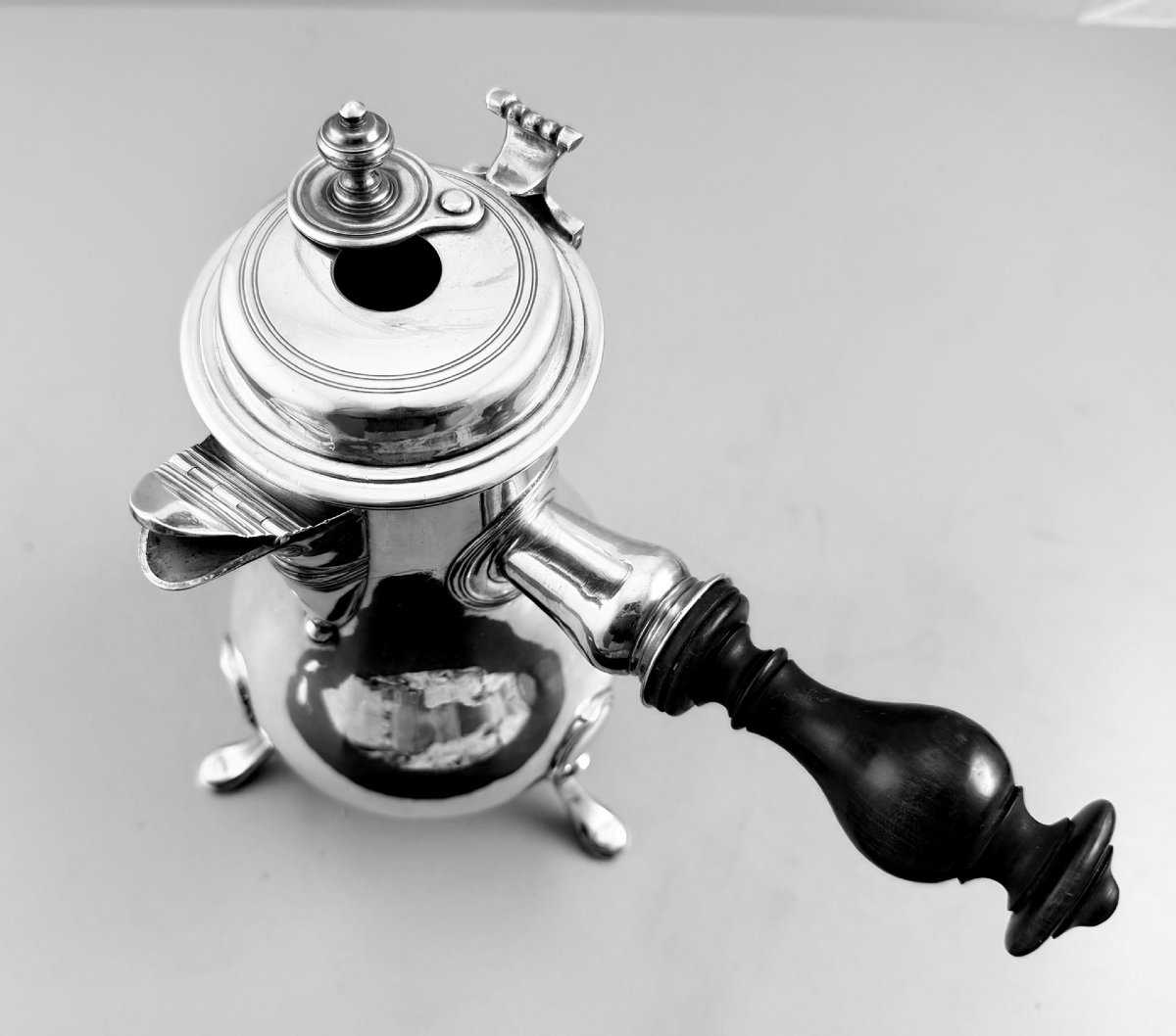 Pigeron: Important Solid Silver Chocolatière Paris 1772 Armoiries-photo-3