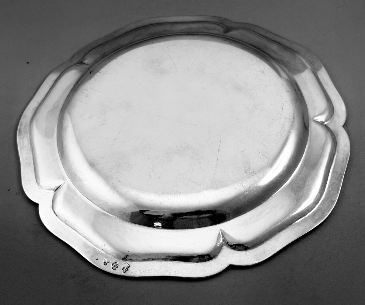 PONTUS : Rare Plat Argent massif XVIIIe Armoiries Heaume LILLE 1768-69-photo-3