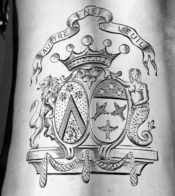 Important Solid Silver Coffee Pot With 18th-century Coat Of Arms, Nantes, 1770-photo-4