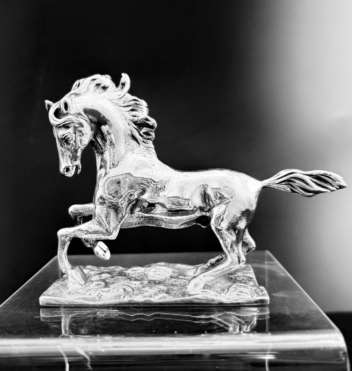 Morand:  Horse At A Gallop, Cast In Solid Silver-photo-2