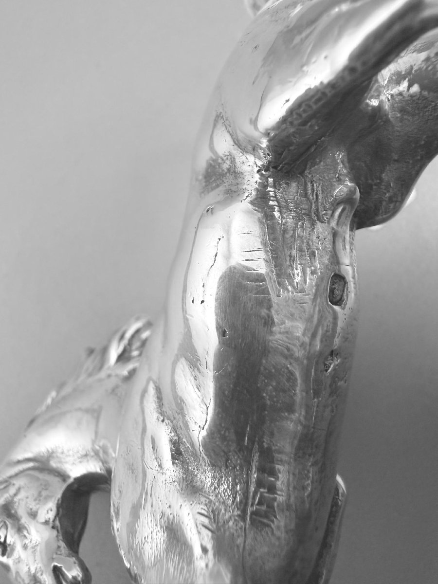Morand:  Horse At A Gallop, Cast In Solid Silver-photo-1