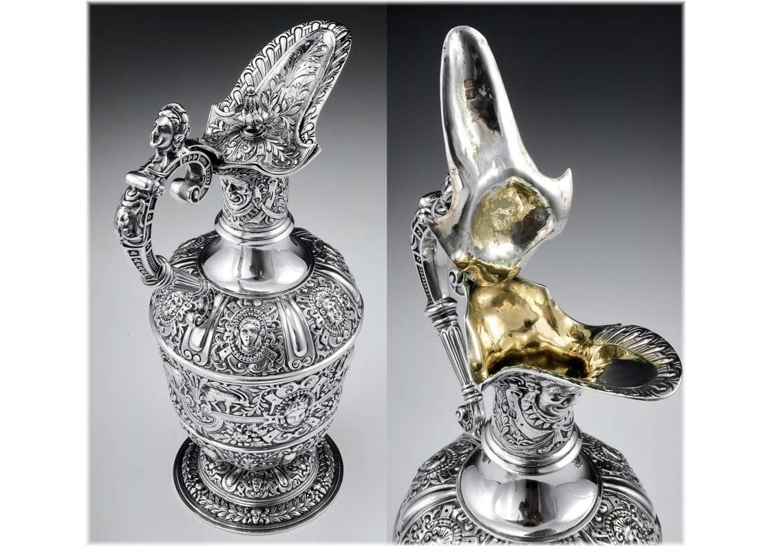 S Smith :  Aiguière Argent massif Vermeil mod. CELLINI Londres 1879-photo-1