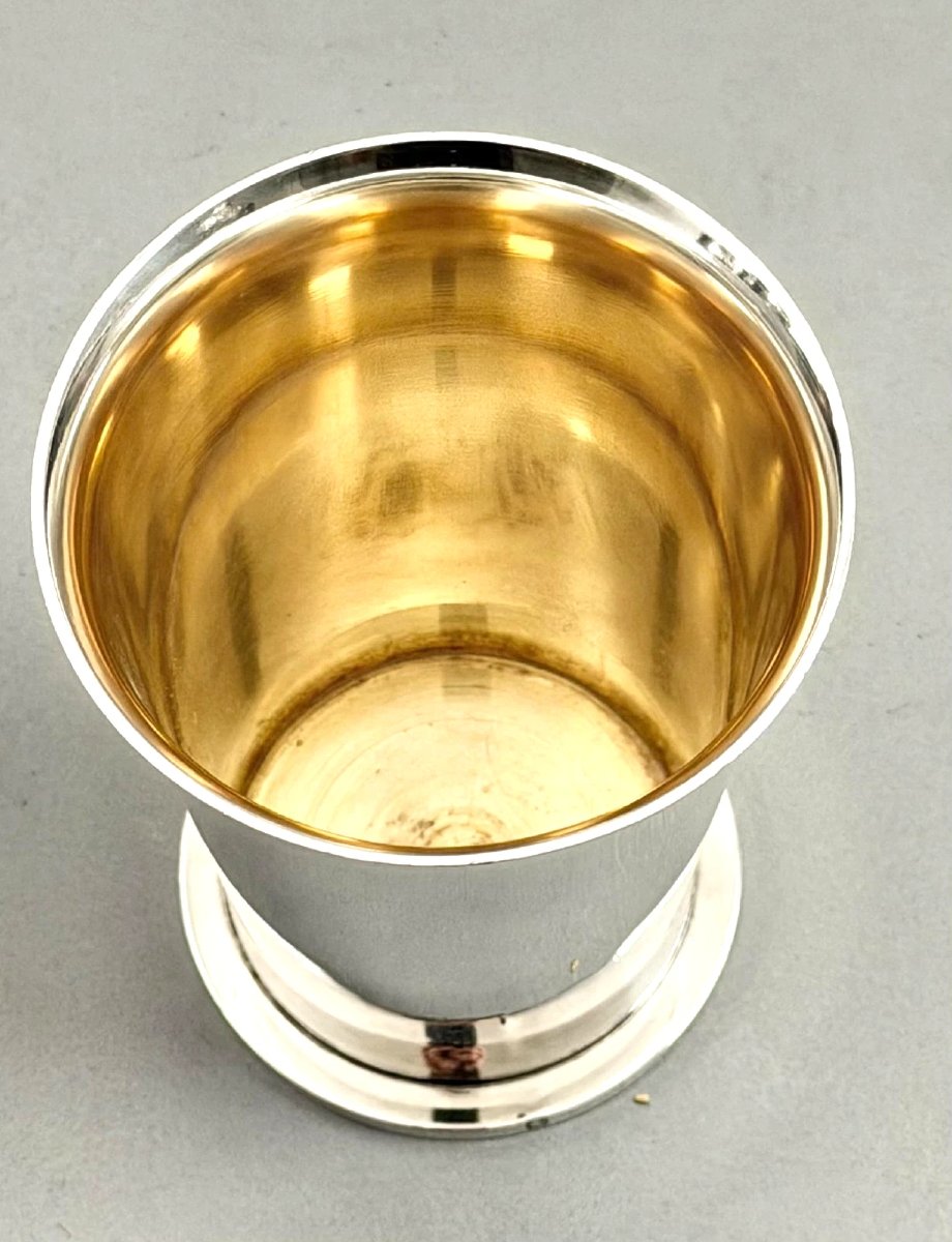 Puiforcat: Solid Silver And Vermeil Timbale, 147 G, Art Deco, C. 1930–40-photo-2