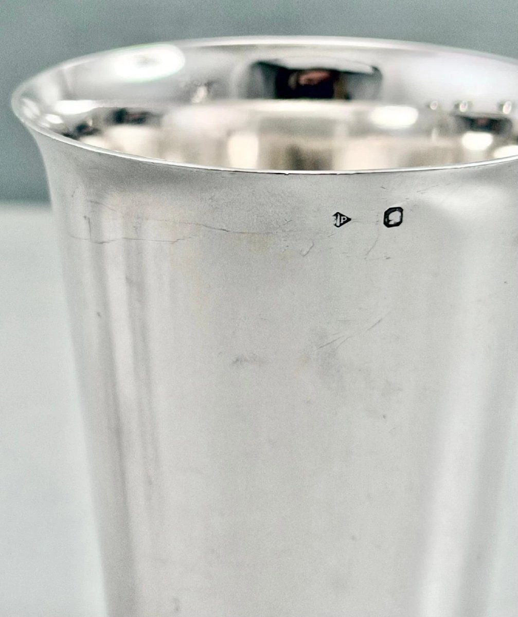 Puiforcat: Solid Silver And Vermeil Timbale, 147 G, Art Deco, C. 1930–40-photo-4