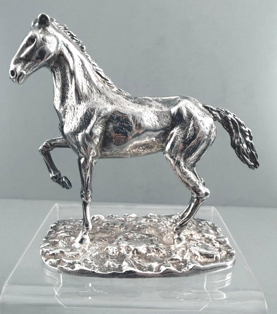 Sculpture en Argent massif au "Cheval au pas"-photo-3