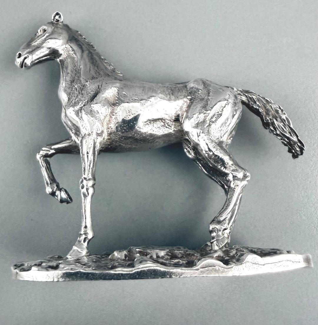 Sculpture en Argent massif au "Cheval au pas"-photo-4