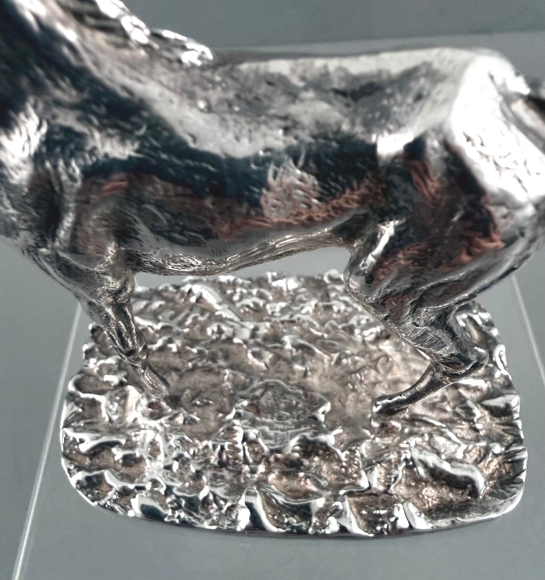 Sculpture en Argent massif au "Cheval au pas"-photo-1