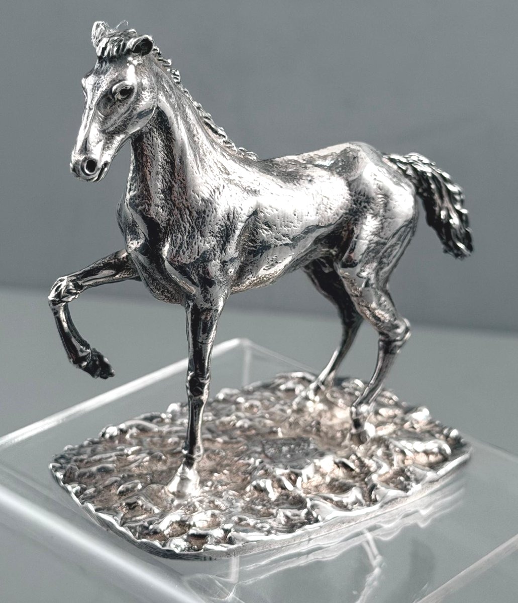 Sculpture en Argent massif au "Cheval au pas"