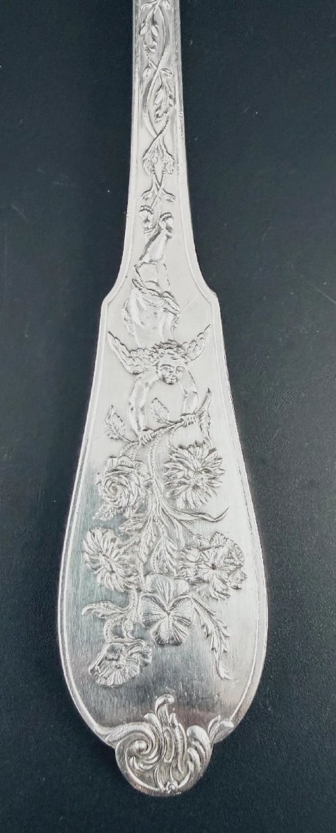 PUIFORCAT : Service à glace en Argent massif Putti et Fleurs-photo-5