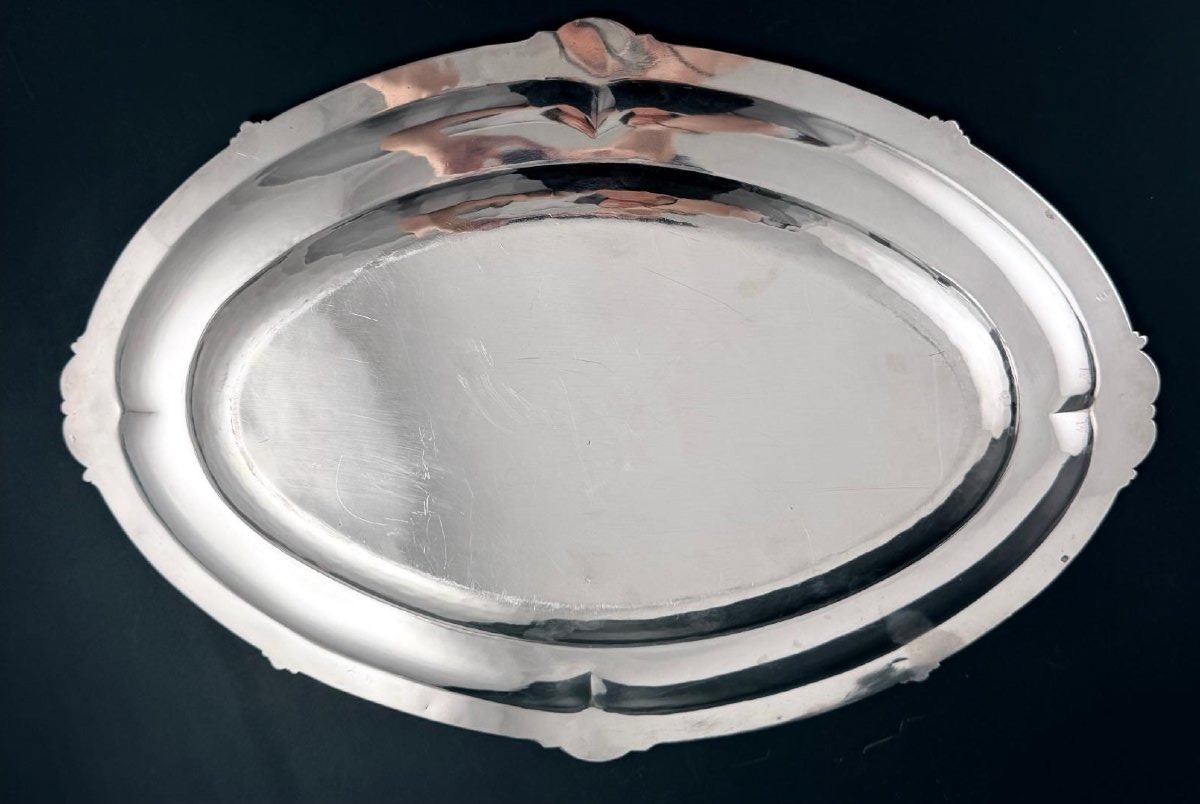 Puiforcat: Oval Solid Silver Dish With A Shell-and-net Design, +822 G-photo-2