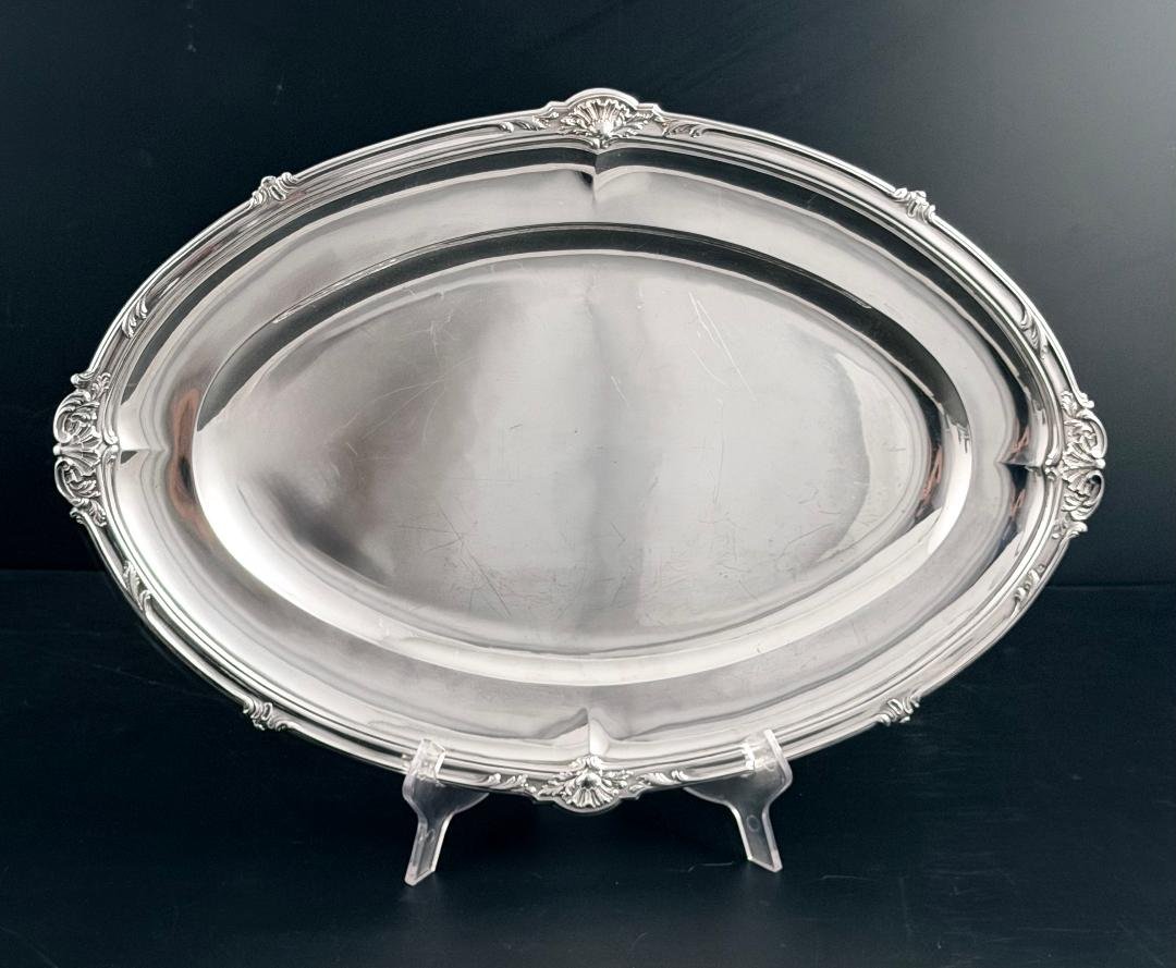 Puiforcat: Oval Solid Silver Dish With A Shell-and-net Design, +822 G