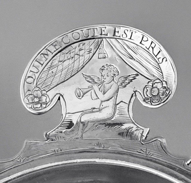 CLAVIER : Rare Taste-vin en Argent +160g ROUEN 1747 "Qui me Coute est Pris"-photo-2