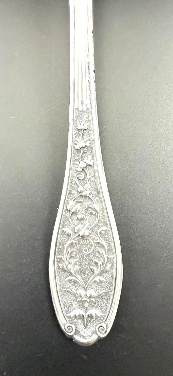 HENIN & VIVIER : Grande Pelle asperges en Argent massif décor MASCARON-photo-4