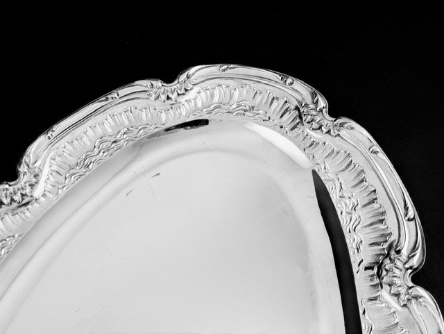 Alphonse Debain: Oval Plate In Solid Silver, 1,662 Grams, St. Louis XV-photo-3