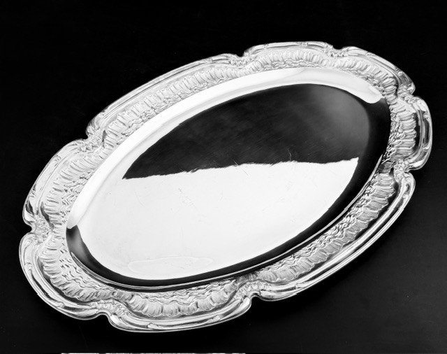 Alphonse Debain: Oval Plate In Solid Silver, 1,662 Grams, St. Louis XV