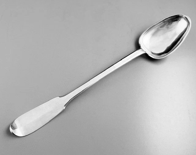 Chachereau: Large Solid Silver Pot Spoon, 224 Grams, Thouars 1781-photo-2