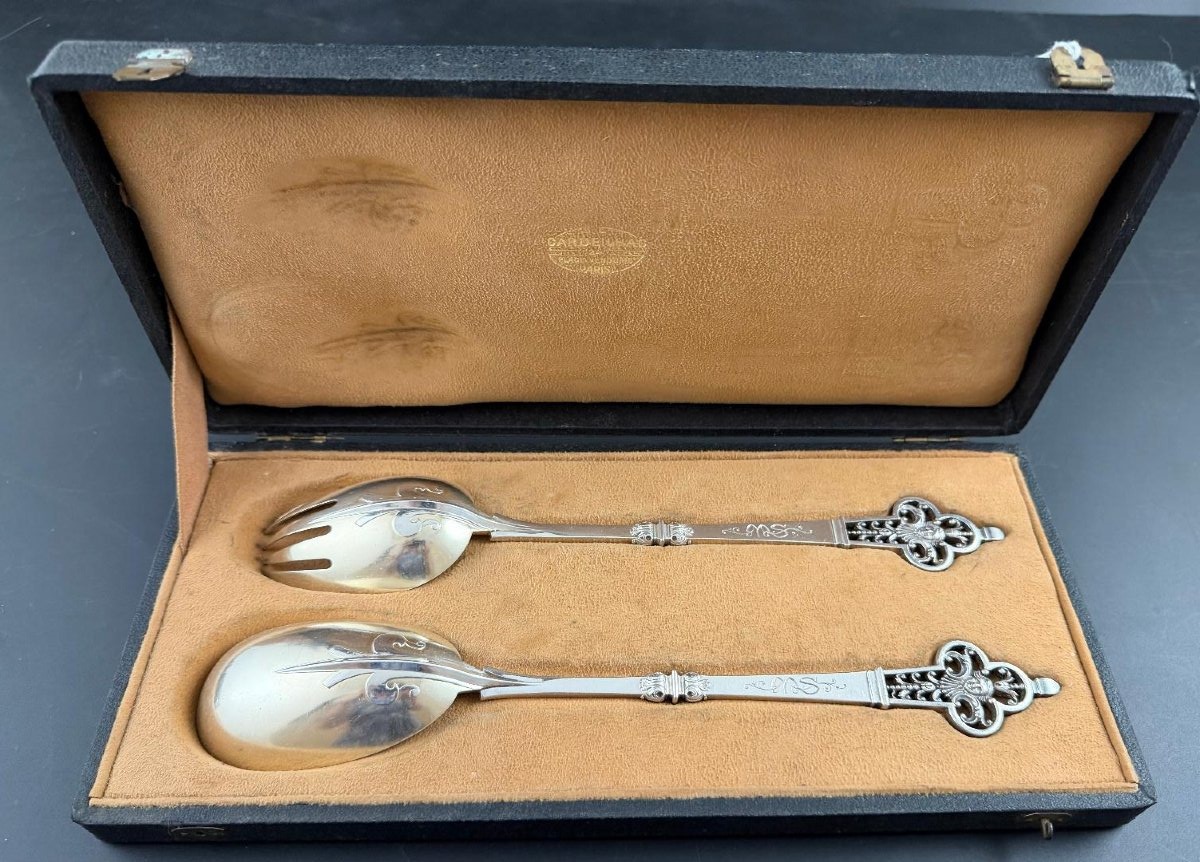 Cardeilhac: St. Renaissance Mascarons Solid Silver Salad Set-photo-2