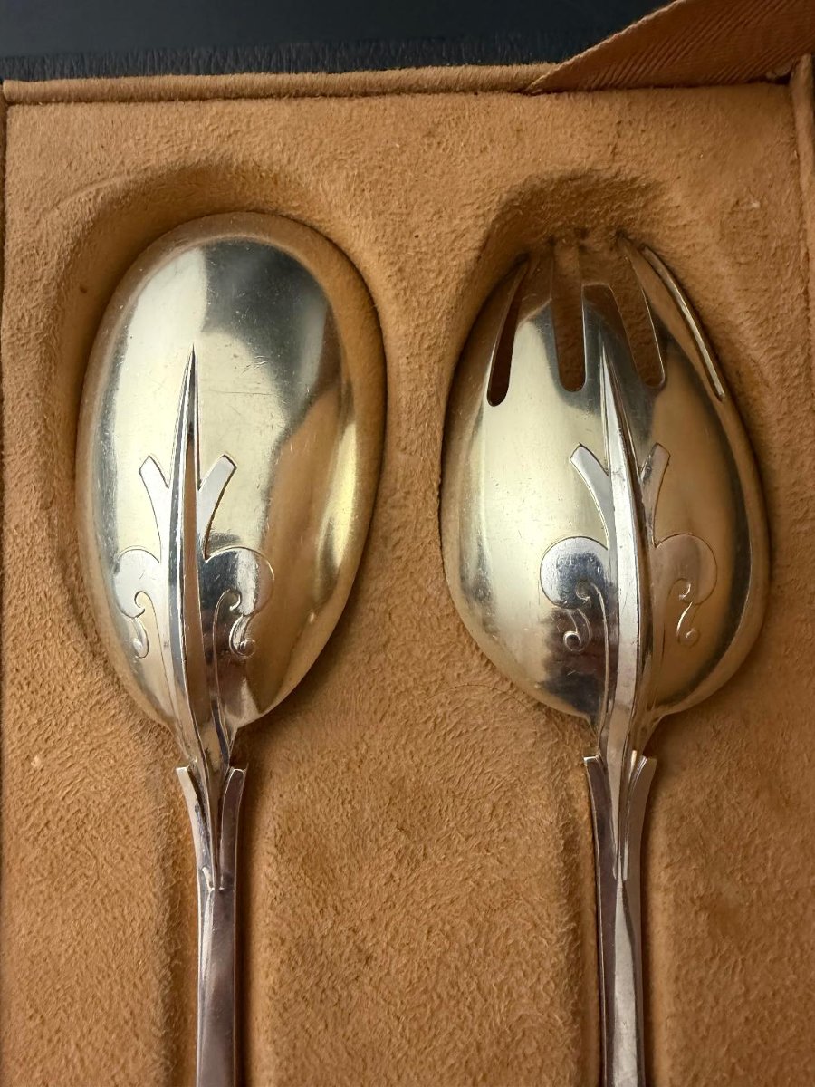 Cardeilhac: St. Renaissance Mascarons Solid Silver Salad Set-photo-4