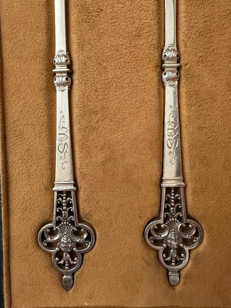 Cardeilhac: St. Renaissance Mascarons Solid Silver Salad Set-photo-3