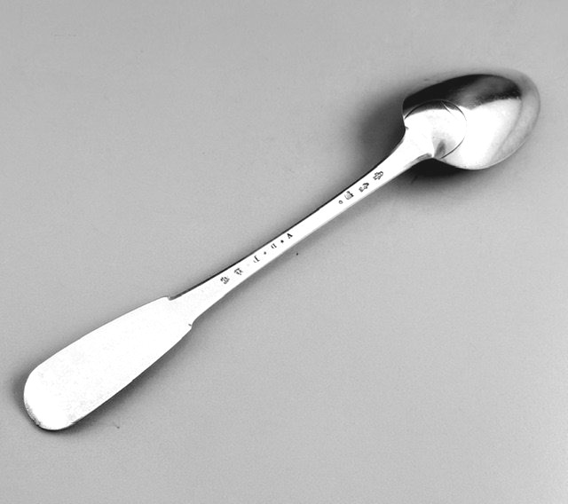 Langlois: Large 18th-century Solid Silver Stew Spoon, 156 Grams, Melun 1784