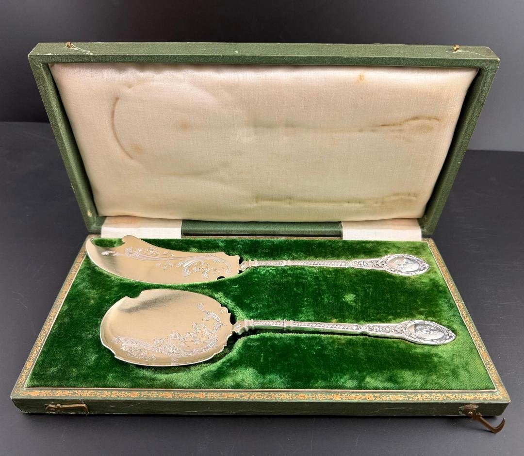 Henri Soufflot: Silver And Vermeil Ice Cream Set With Mascarons Design-photo-2